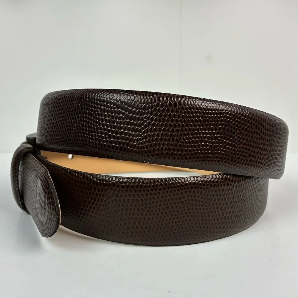 Bosca accessories men’s brown leather snakeskin look silver buckle size 38
